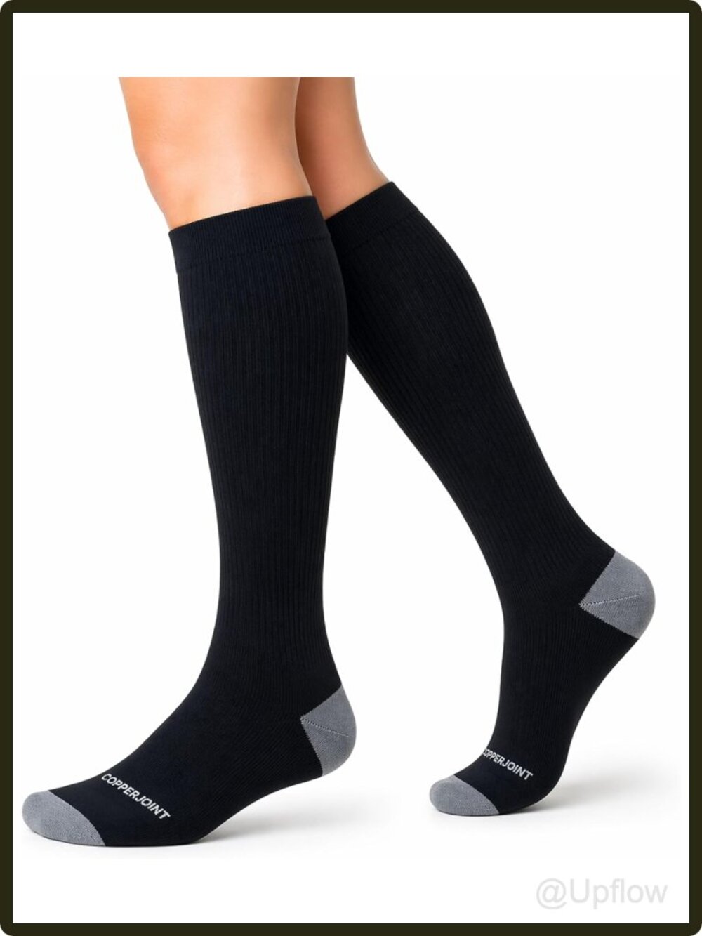 Women's Knee-High Compression Socks 15-20 mmHg Nylon Support Travel Work